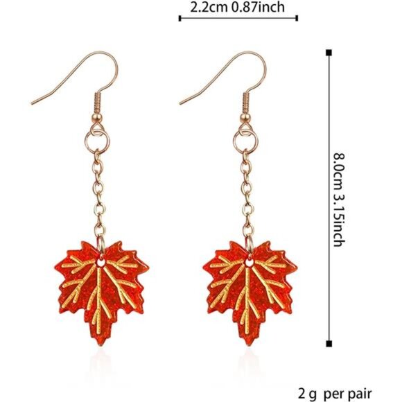 Maple Leaf Earrings | Sparkly Crystal Fall Jewelry | Elegant Gift for Women - Picture 6 of 7
